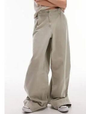 Topshop Beige Wide-Leg Pants, Size 6